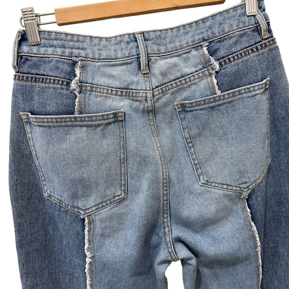 Pacsun Mom Jeans Women's Size 28 High Rise Two Tone Wash Denim Crop‎ Frayed  Y2K - Picture 5 of 8